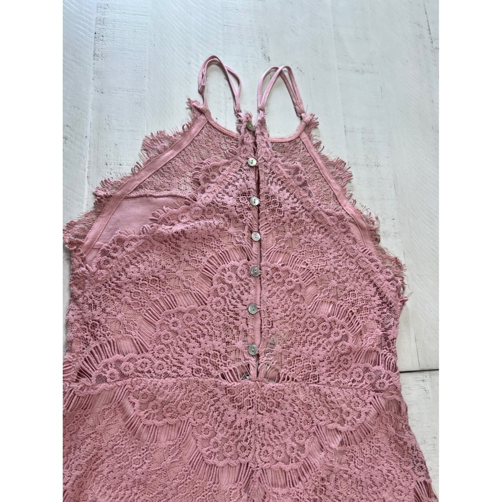 Free People Intimately Adella Mini Dress Pink Crochet Lace Halter Boho Small - Picture 5 of 6
